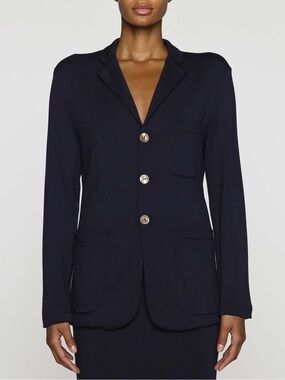 Bleusalt Black Modal Abalone Button Patch Pocket Blazer Size L